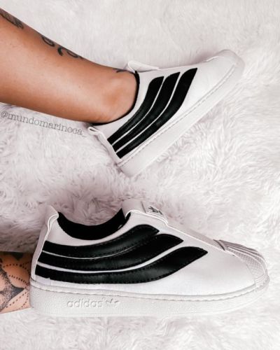 Tênis Adidas Branco Listas Preto